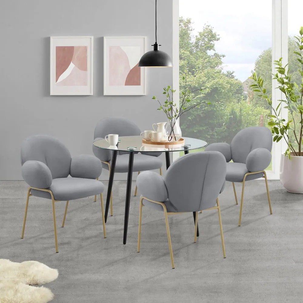 Set de scaune de sufragerie gri cu cotiere 2 buc. tapițat Iwama – Støraa