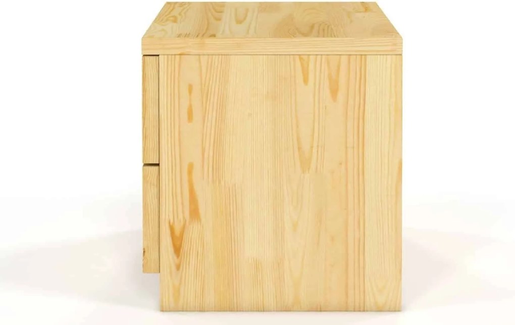 Noptieră lemn masiv TerraCraft 2 Sertare Pin, 40 × 35 × 38 cm - Alb Pur