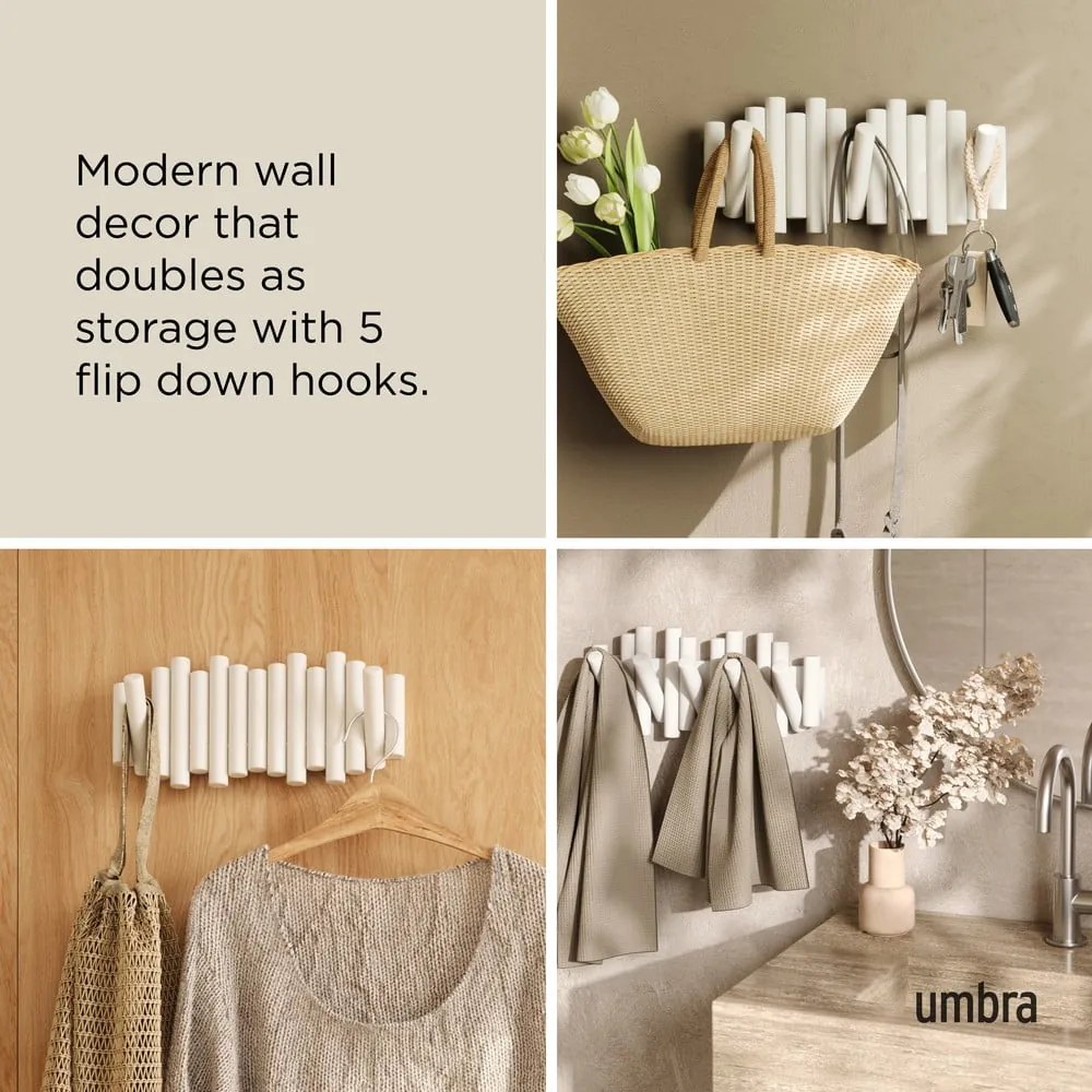 Cuier de perete alb din lemn de pin Picket – Umbra