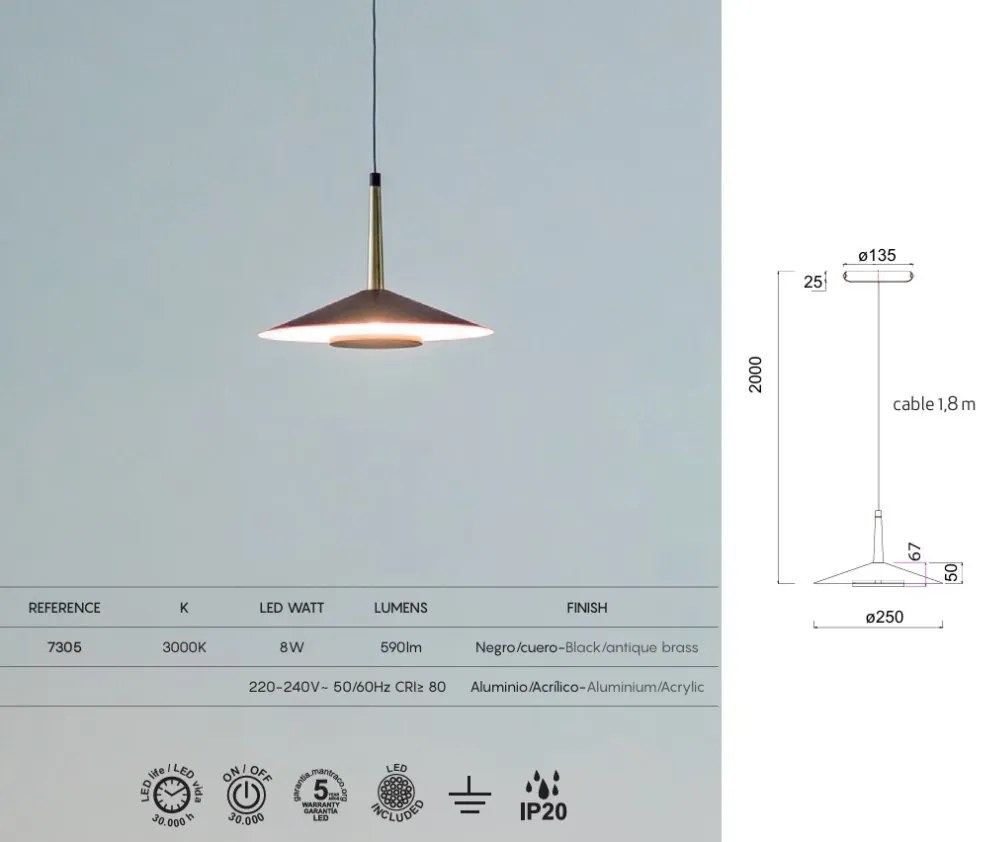 Pendul LED design tehnic ORION MA-7305