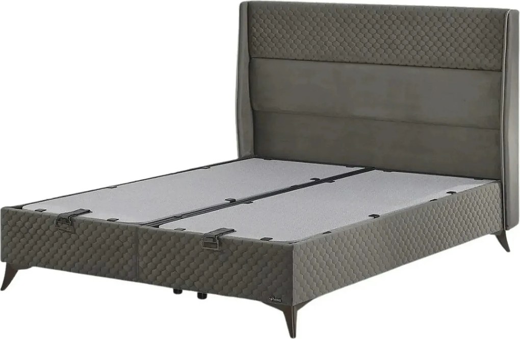 Pat BIO BALANCE 160x200, stofa catifelata gri - Zen 1188, cu somiera s
