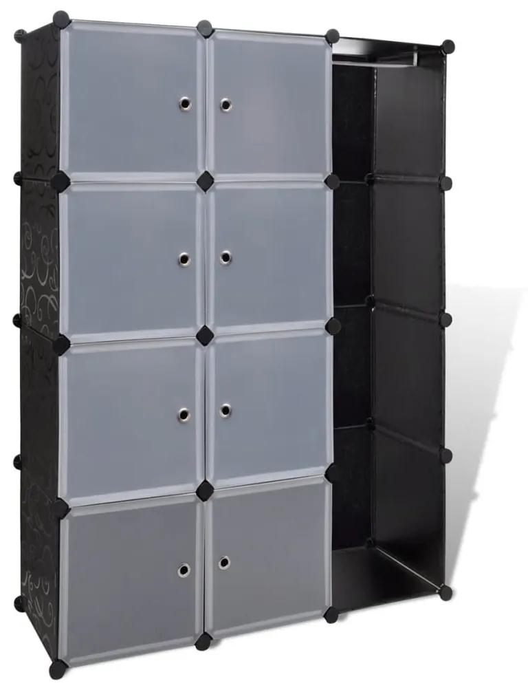 Dulap modular cu 9 compartimente, 37x115x150 cm, negru si alb Alb si negru, 9 compartimente, 1