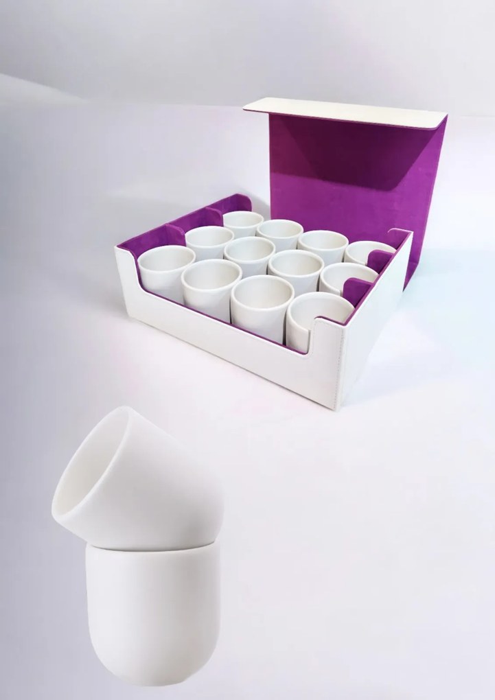 Set Cadou Pahare Cafea Novum Milk Foam White Matte (12 pahare 150ml, ambalaj premium)