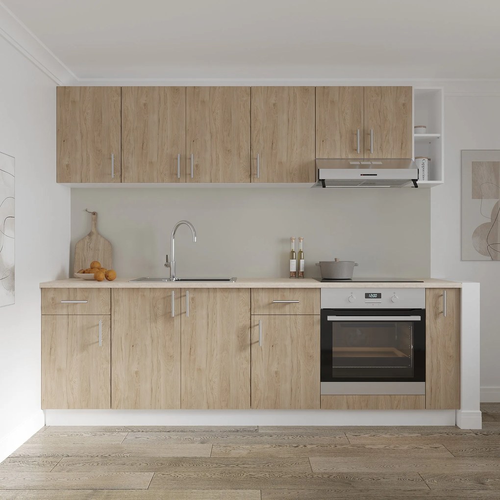 Set haaus V17, Lemn Natural/Alb, Blat Thermo 28 mm, L 240 cm