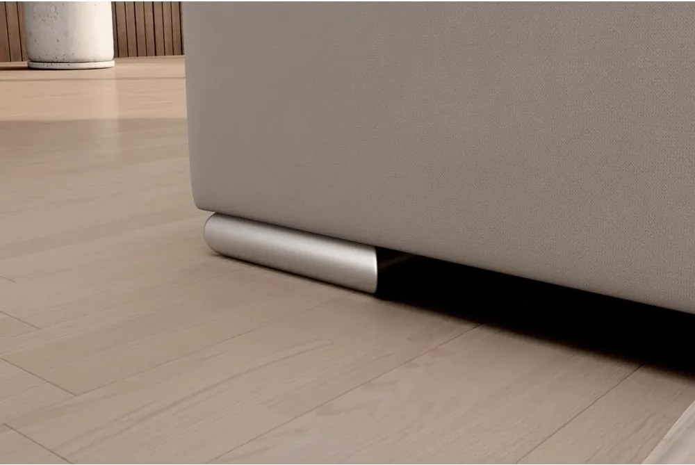 Colțar bej extensibil/cu spațiu de depozitare cu tapițerie din catifea (cu colț pe partea dreaptă/în formă de ”L”) Sado – ELTAP