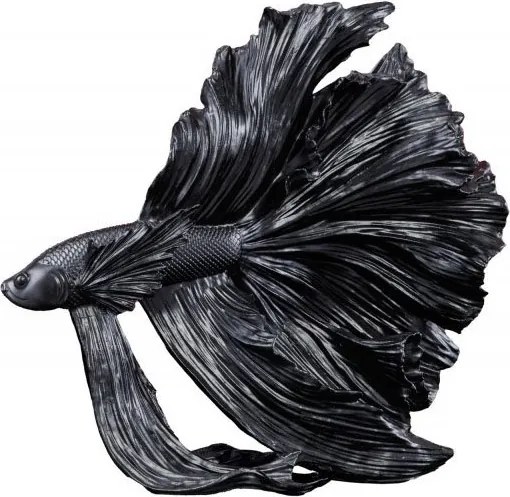 Statueta decorativa extravaganta Fisch Crowntail 35cm, negru