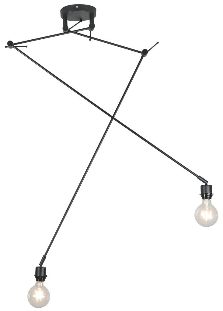 Lampă modernă cu pandantiv neagră fără abajur cu 2 lumini - Blitz