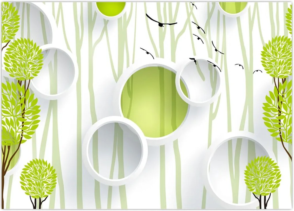 Tablou cu abstracție și copaci (70x50 cm)