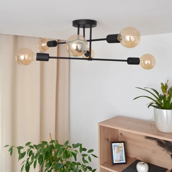 LED Lustră aplicată CAMBRIDGE 6xE27/8W/230V neagră