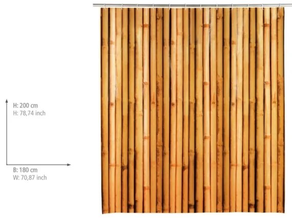 WENKO 25233100 - Perdea de duș BAMBUSA 180 x 200 cm, maro