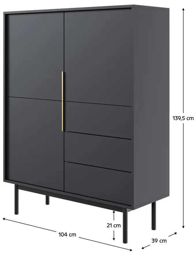 Comoda VIVALA 3D3S, negru