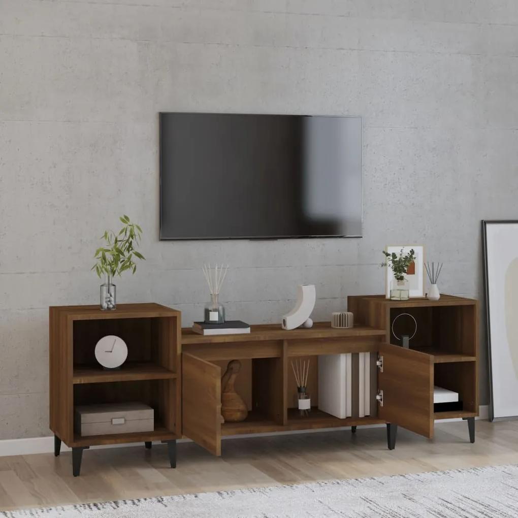 Comoda TV, stejar maro, 160x35x55 cm, lemn prelucrat 1, Stejar brun