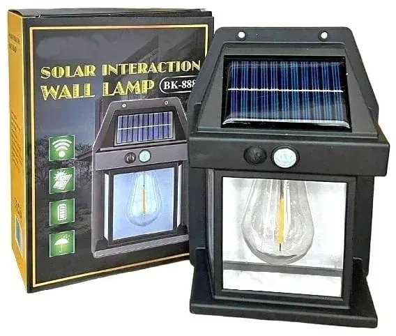 Solar Interaction 888 Lampă solară de perete pentru grădină - neagră