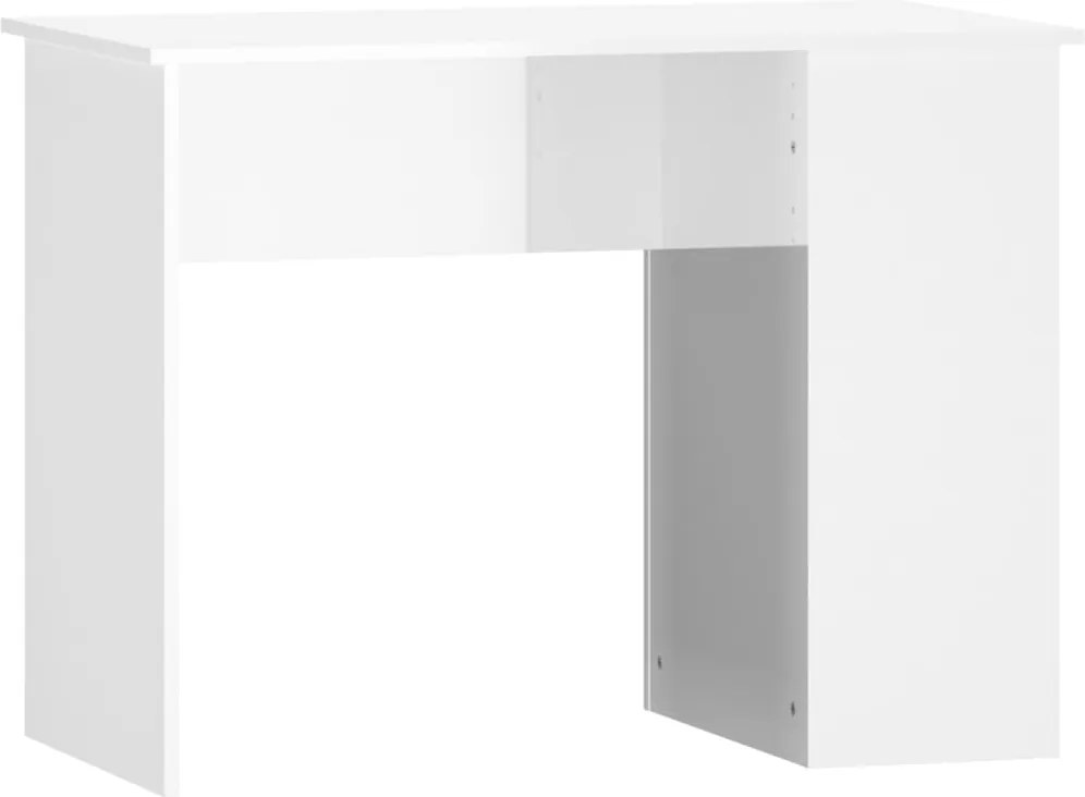vidaXL Birou, alb extralucios, 100x55x75 cm, lemn prelucrat