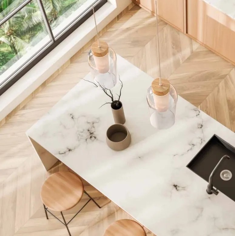 Lustra cu 3 pendule design modern Nora alb/ lemn