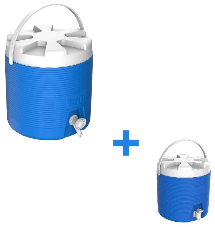 Set 2 termosuri pentru apa Kale Termos 77772, 18+6 L, Robinet de turnare, Izolatie poliuretanica, Maner, Albastru/Alb