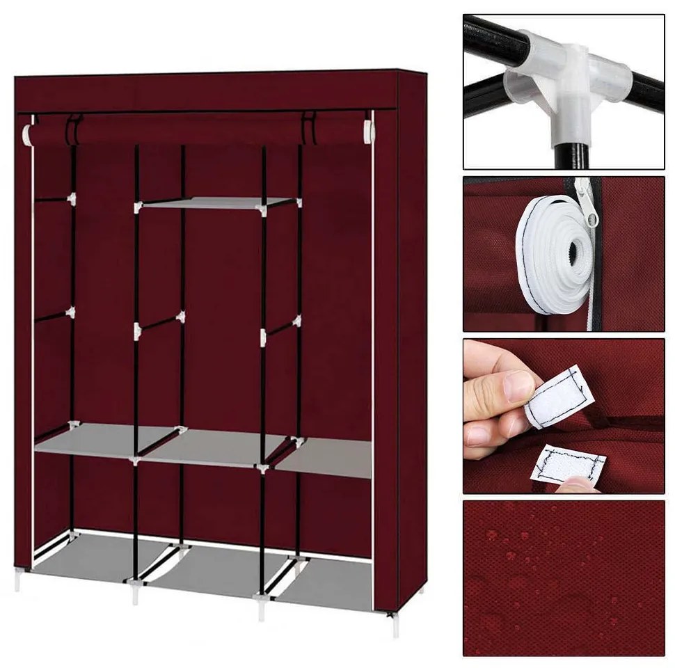 Sifonier mobil, dimensiuni 130x45x170 cm-visiniu