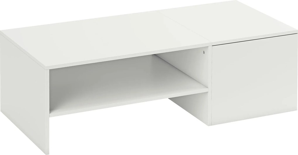 HOMCOM Masă de cafea reglabilă, șine metalice, PAL, tampoane de protecție, Alb | Aosom Romania