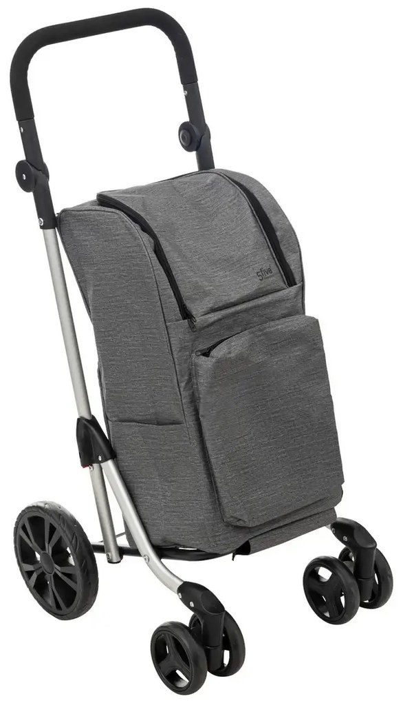Carucior de cumparaturi pe roti stabile, gri, 46 l