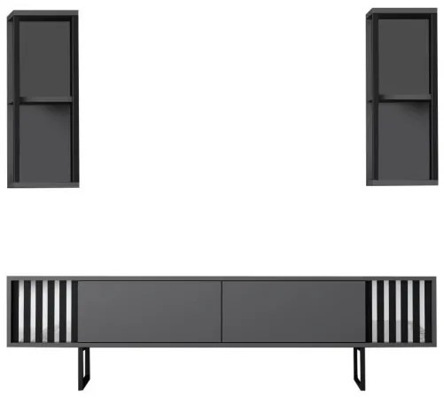 Set de mobilier pentru living Chrome, Antracit- Negru