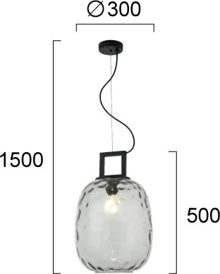 Lustră pe cablu LUCY 1xE27/40W/230V negru fumuriu