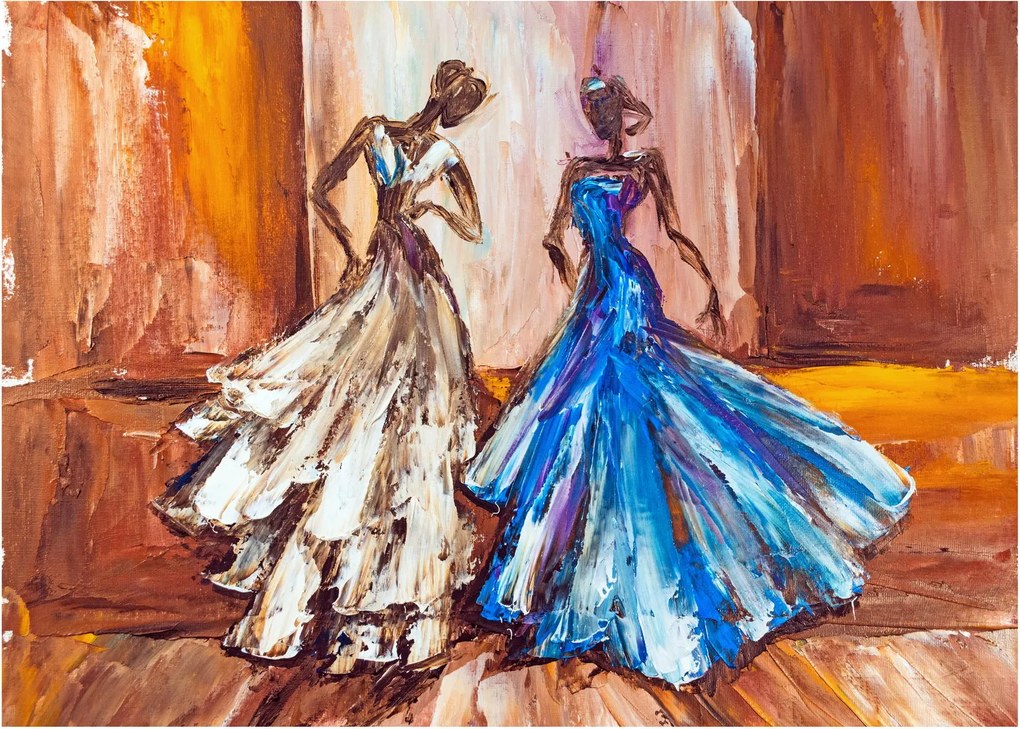 Tablou pe sticlă - Dansatoare, pictură în ulei (70x50 cm)