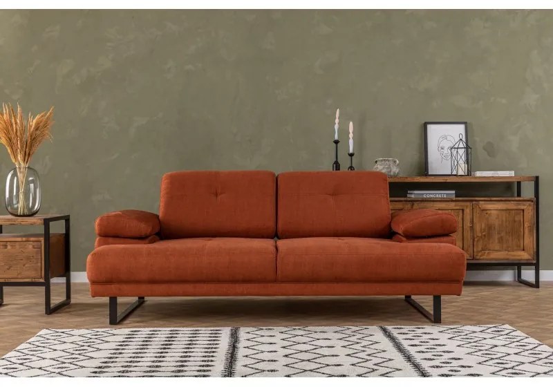 Canapea Tapitata cu 2 Locuri Spatar Mobil Si Brate Reglabile Mustang - Orange