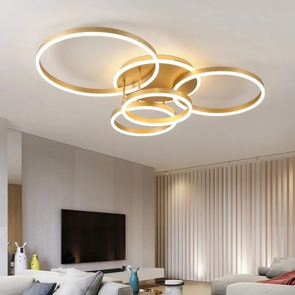 Lustra LED Cu Telecomanda, Elit's Esn 5184-4gF, 360w, Gold