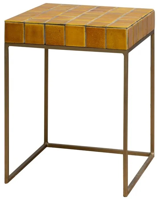 Masuta laterala, din metal si ceramica, yellow Coimbra