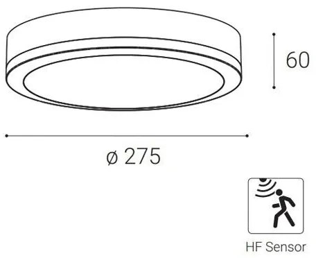 Plafonieră LED de exterior cu senzor KERY LED/18W/230V IP65 neagră LED2