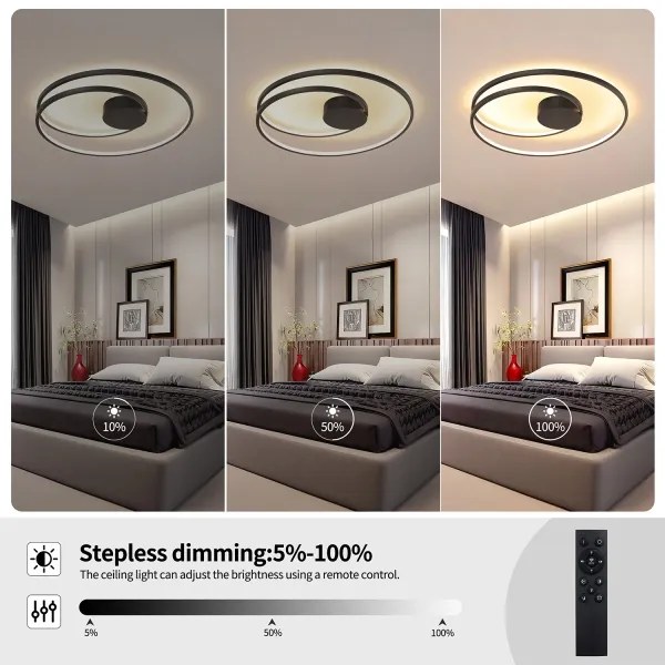 Brilagi- Plafonieră LED dimabilă TWISTER LED/75W/230V Ø 70 cm neagră +telecomandă