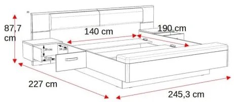 Pat Delice Stejar Pamantiu Si Stejar Negru, Dimensiune Saltea 140 X 190 Cm