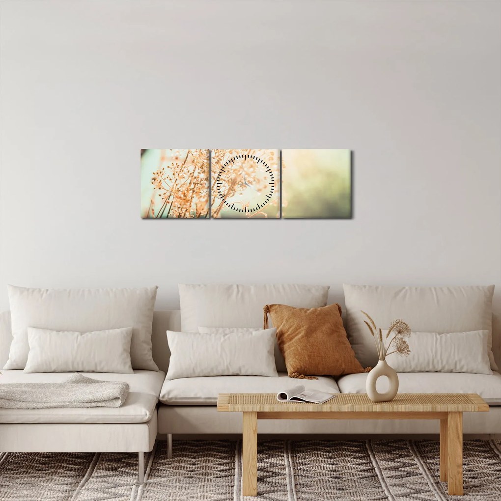 Tablou - Plante de luncă (cu ceas) (90x30 cm)
