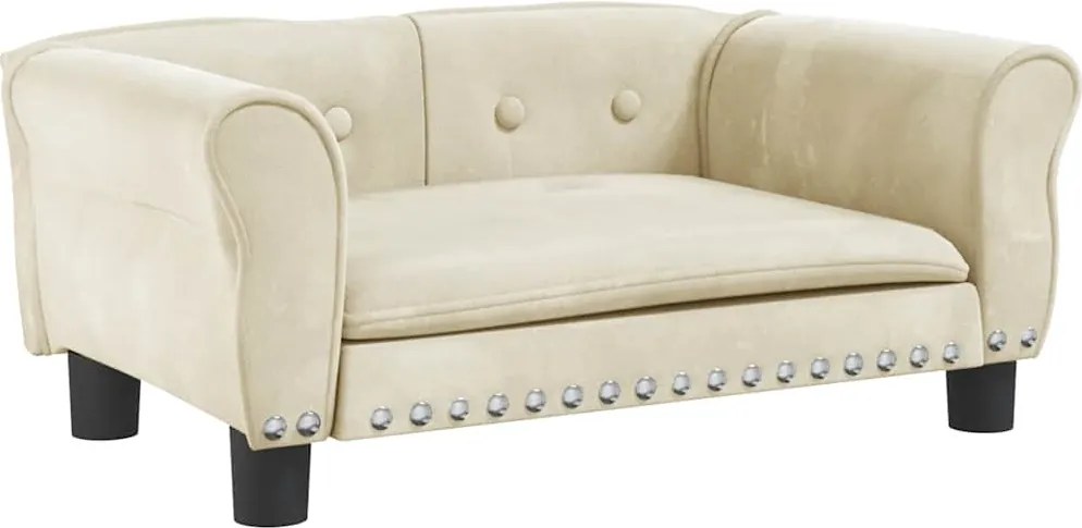 vidaXL Pat de câini, crem, 70x45x30 cm, catifea