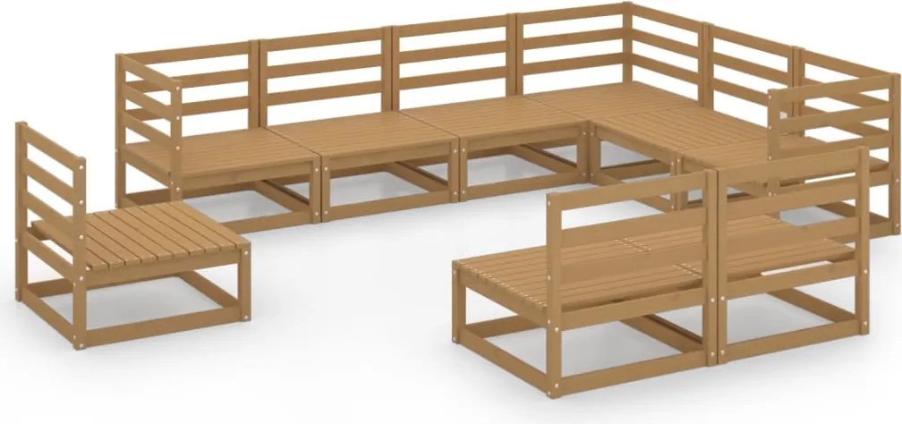 vidaXL Set mobilier de grădină, 9 piese, maro miere, lemn masiv de pin