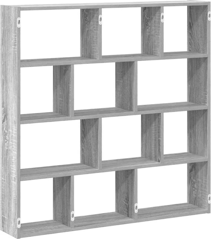 vidaXL Raft cubic perete cu 12 compartimente sonoma gri lemn prelucrat