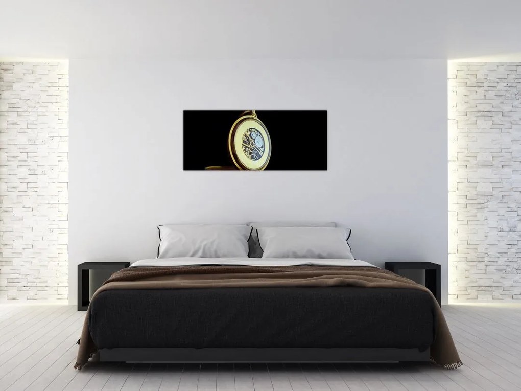 Tablou cu ceas de buzunar de aur (120x50 cm)