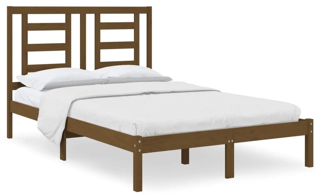 3104336 vidaXL Cadru de pat, maro miere, 90x200 cm, lemn masiv de pin
