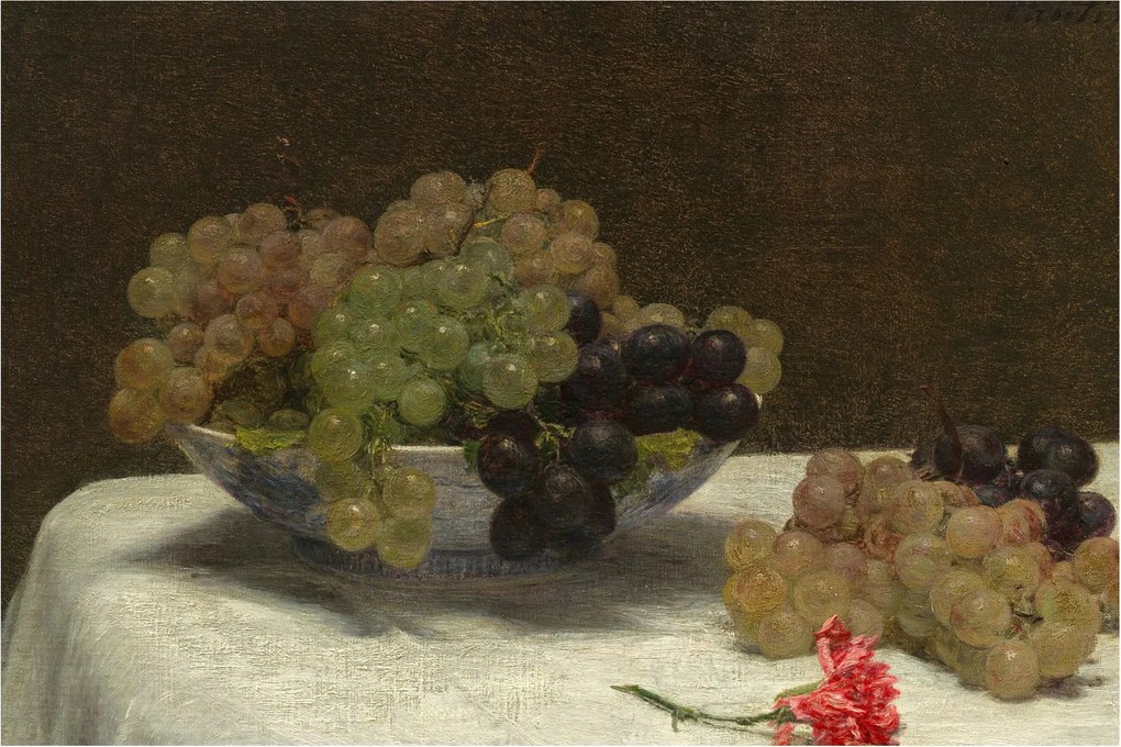 Tablou - Henri Fantin-Latour, Still Life with Grapes and a Carnation, reproducere (90x60 cm)