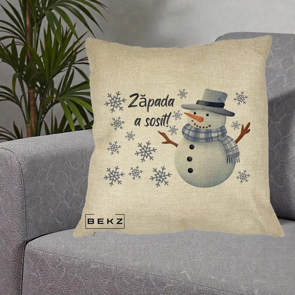Perna Decorativa Zapada a Sosit Om de Zapada, 40x40 cm, Crem, Husa Detasabila, Perna Inclusa, BEKZ®