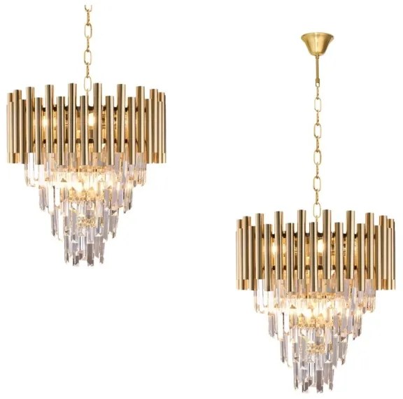 Lustră de cristal pe lanț MADISON 9xE14/40W/230V aurie