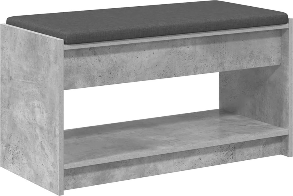 vidaXL Bancă pentru hol cu pernă cu raft Gri Beton 83 x 38 x 45 cm