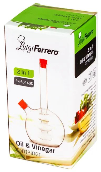 Recipient pentru oțet și ulei 2in1 Luigi Ferrero FR-6044, 20 cm, închidere ermetică, sticlă, verde