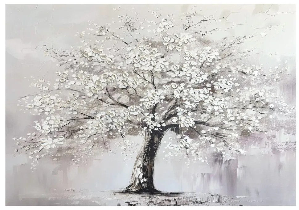 Tablou cu detalii pictate manual 70x100 cm White Tree – Styler