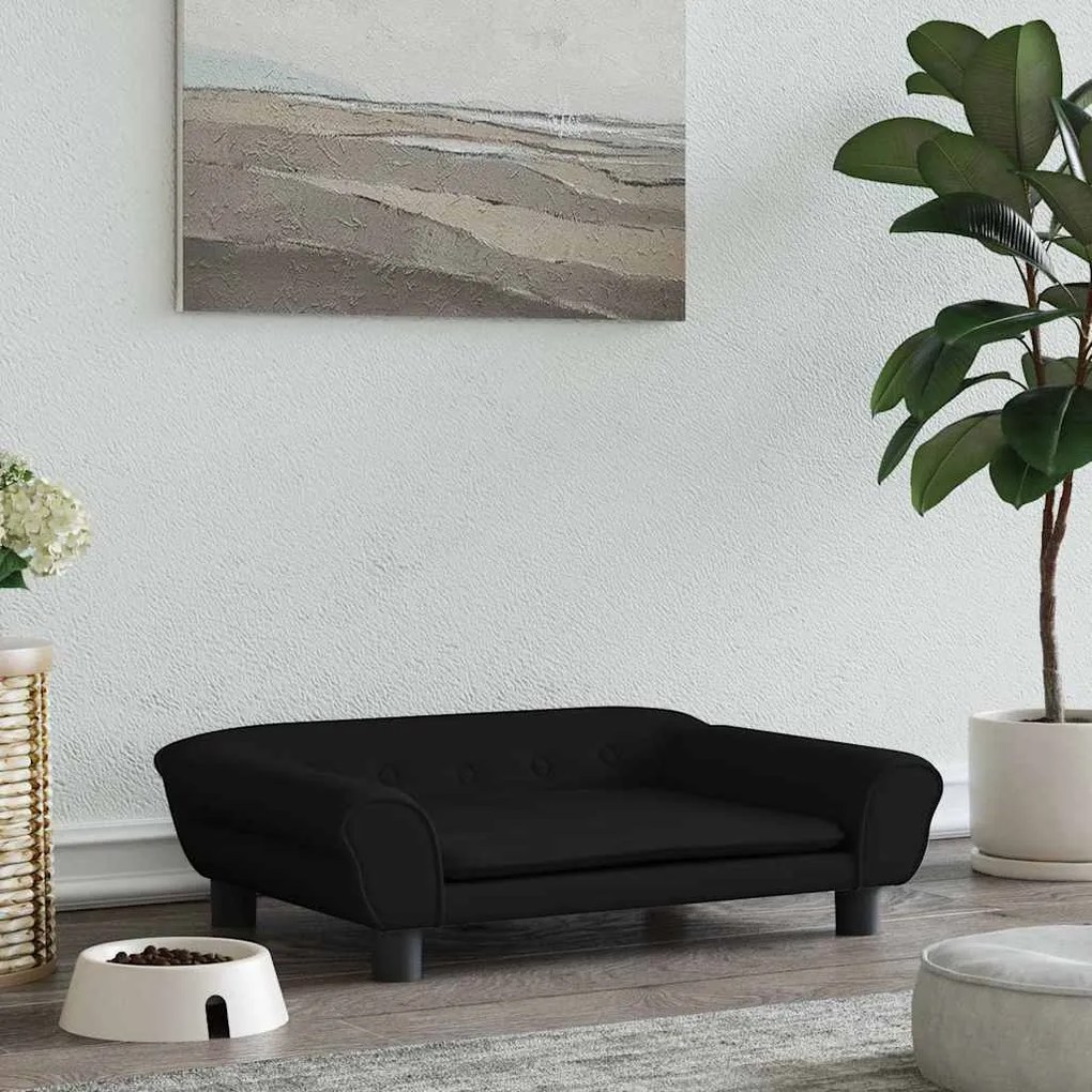 vidaXL Pat de câini, negru, 70x48x22 cm, catifea