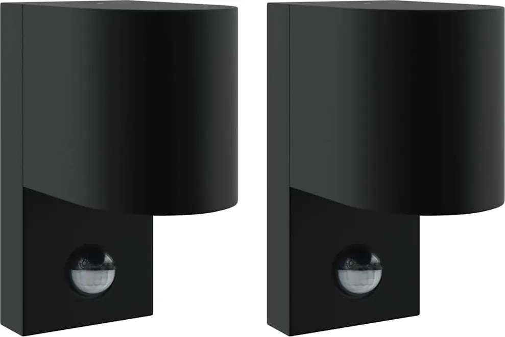 vidaXL Lumină de perete pentru exterior 2 pcs Negru 12 x 7 x 15 cm