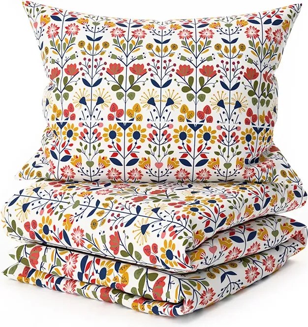 Set de lenjerie din polybumbac FOLKLORIA POLY colorat + husa de perna 50 x 70 cm GRATUIT