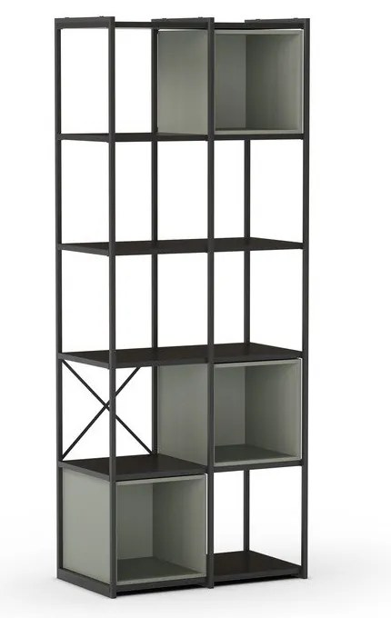 Bibliotecă verde/neagră 71x179 cm Anya – Marckeric