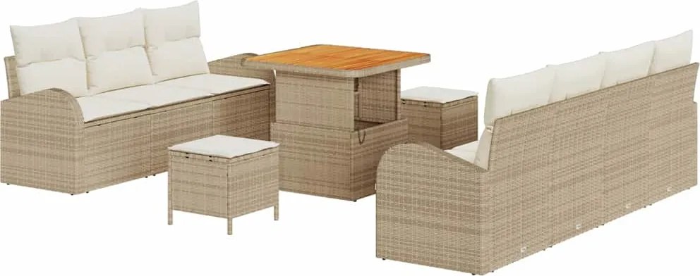 vidaXL Set de canapele pentru grădină cu pernă 10 pcs Bej și crem