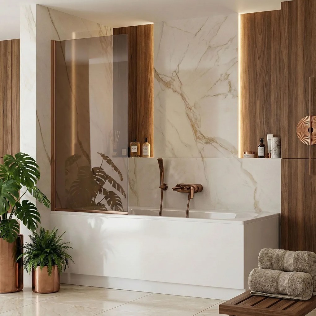 Paravan de baie Rea Elegant Brush Copper 80